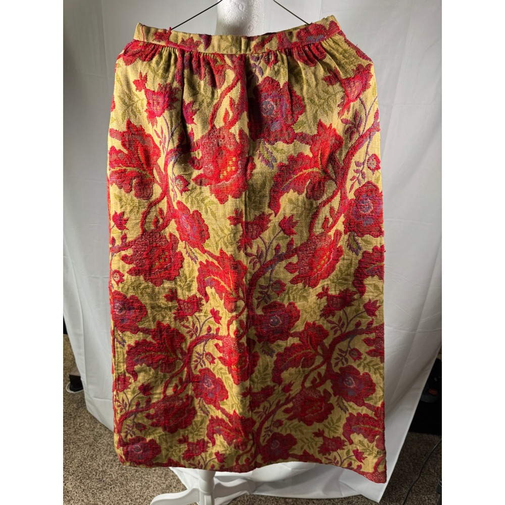 Vintage Nelly de Grab New York Floral Tapestry Skirt Size‎ 10 Red Gold